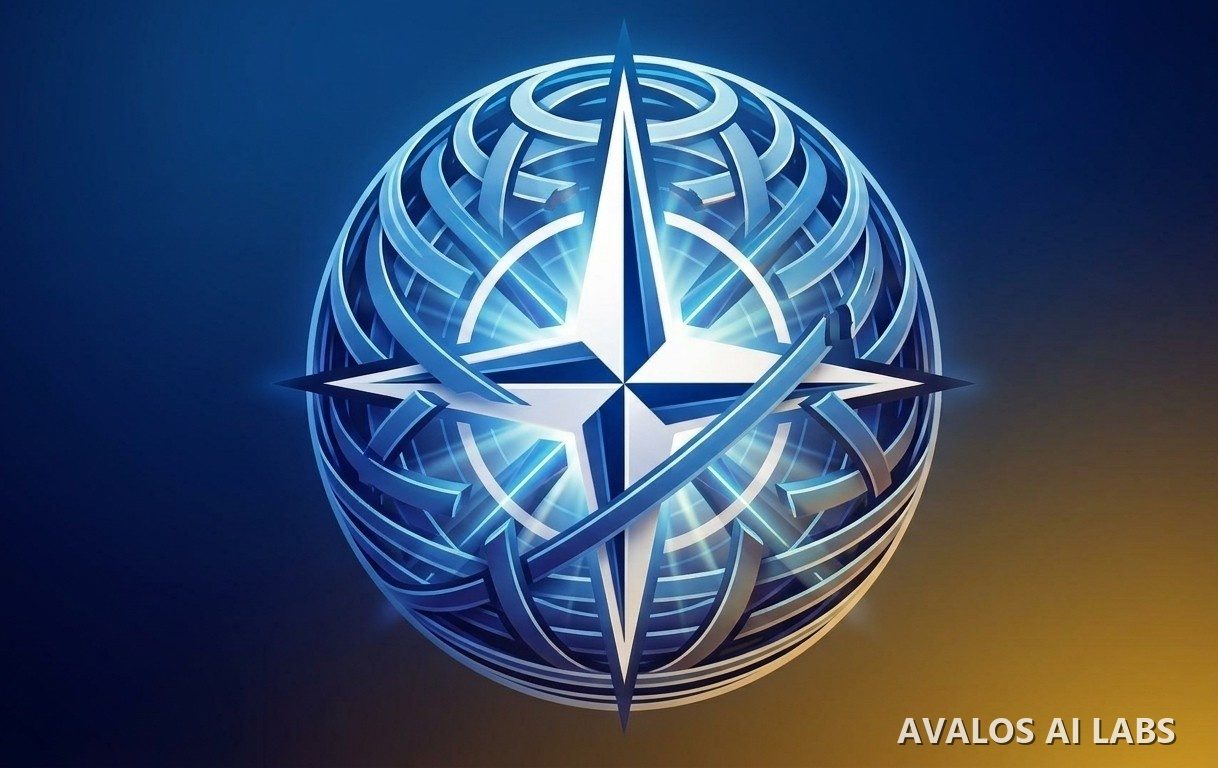 Avalos AI Labs: a four-point compass star inside a woven sphere